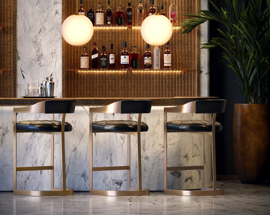 Beaumont Barstool - Antique Brass - Cantina Black