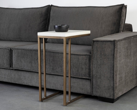 Sawyer End Table - Antique Brass - White