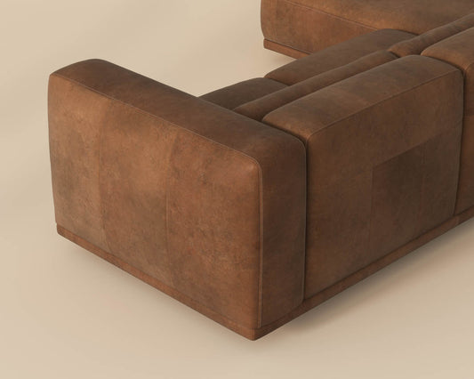Beau Sofa Chaise - LAF - Lucia Tobacco Leather