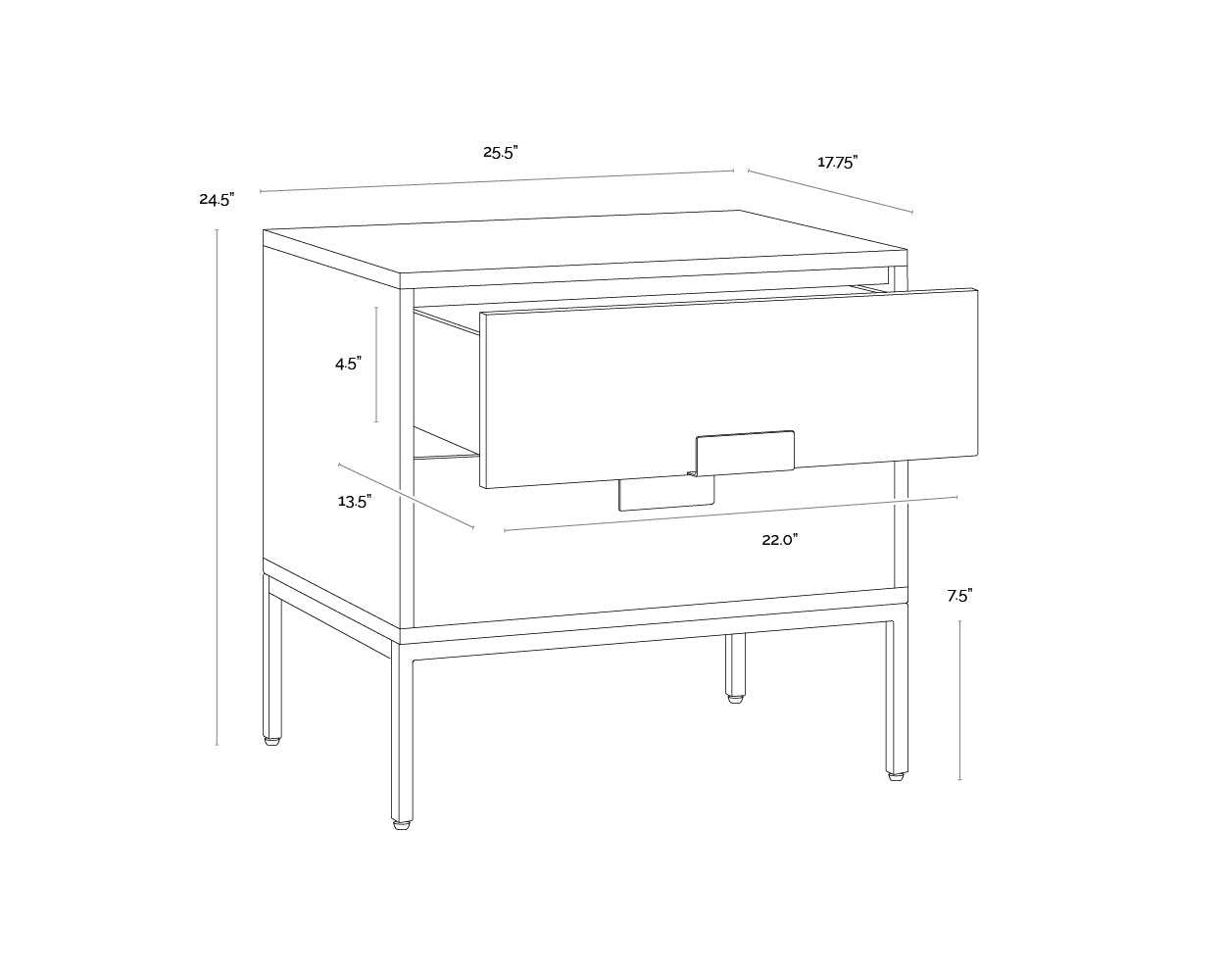Jade Nightstand - Antique Brass - Dark Mango