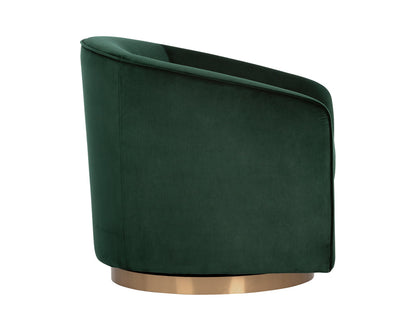 Hazel Swivel Lounge Chair - Gold - Deep Green Sky