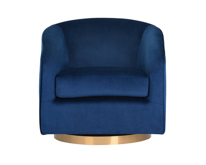 Hazel Swivel Lounge Chair - Gold - Navy Blue Sky