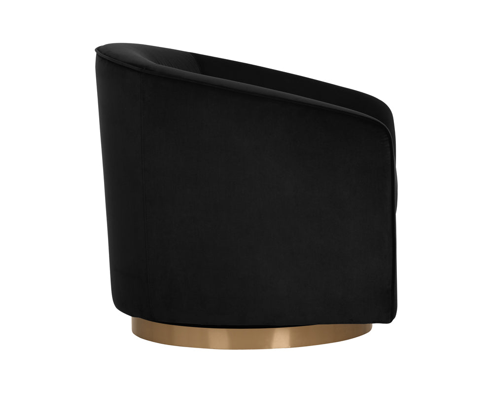 Hazel Swivel Lounge Chair - Gold - Black Sky