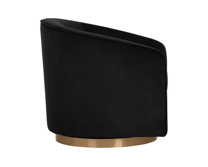 Hazel Swivel Lounge Chair - Gold - Black Sky