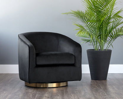 Hazel Swivel Lounge Chair - Gold - Black Sky