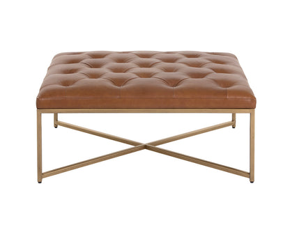 Endall Ottoman - Antique Brass - Vintage Camel Leather
