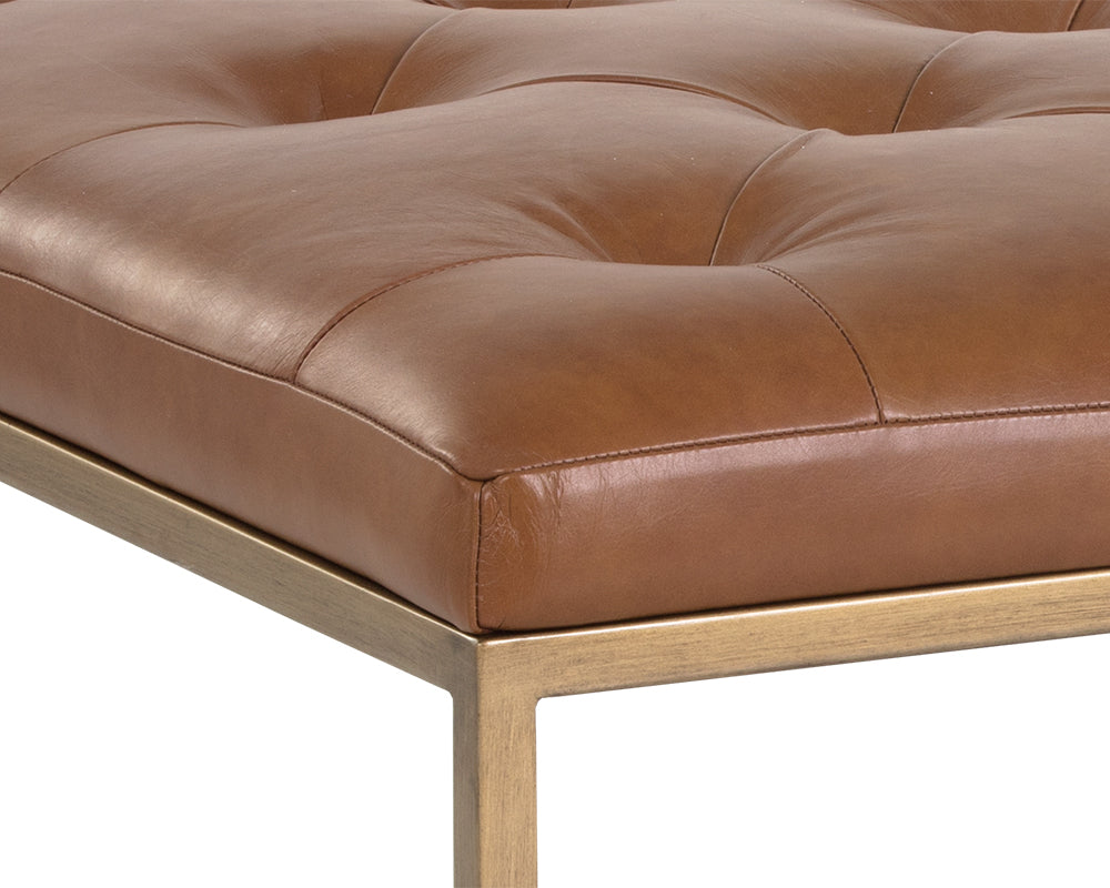 Endall Ottoman - Antique Brass - Vintage Camel Leather