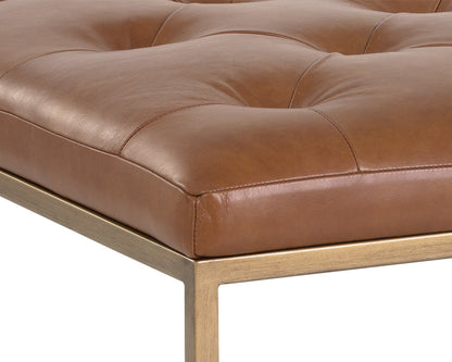 Endall Ottoman - Antique Brass - Vintage Camel Leather