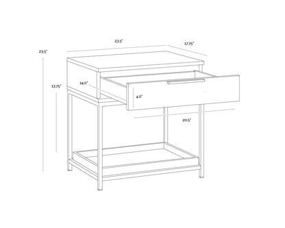 Rebel Nightstand - Small - Gold - Charcoal Grey