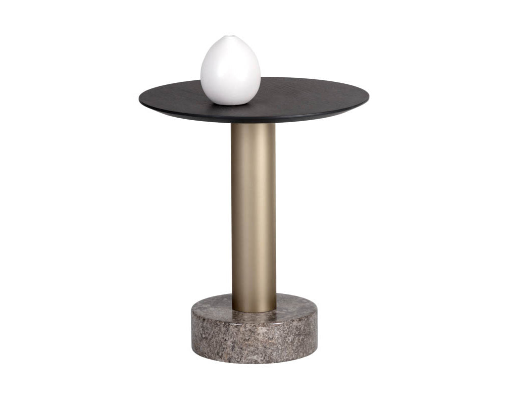 Monaco End Table - Gold - Grey Marble / Charcoal Grey