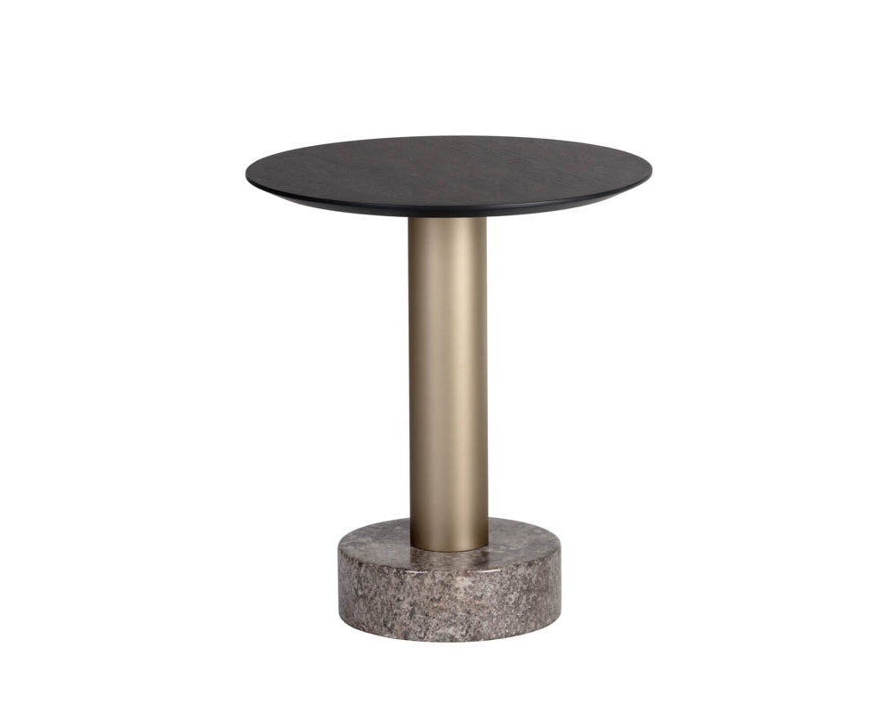 Monaco End Table - Gold - Grey Marble / Charcoal Grey