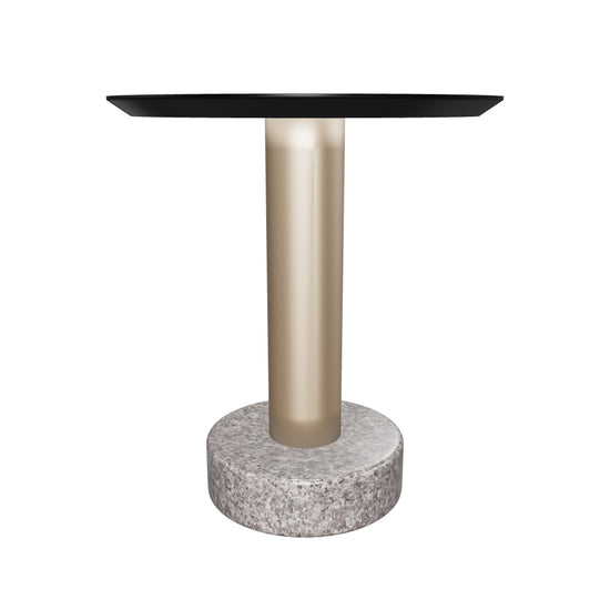 Monaco End Table - Gold - Grey Marble / Charcoal Grey