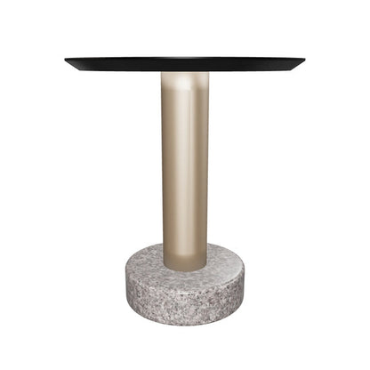 Monaco End Table - Gold - Grey Marble / Charcoal Grey