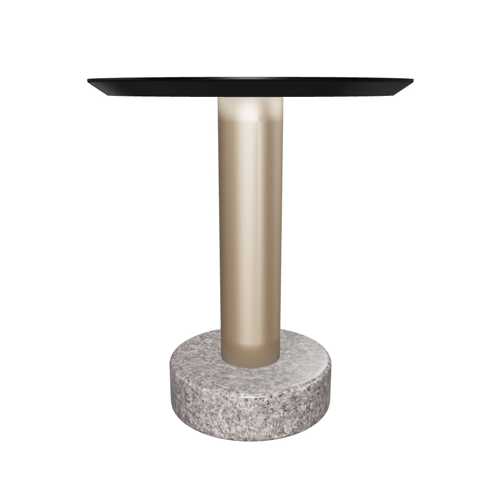 Monaco End Table - Gold - Grey Marble / Charcoal Grey