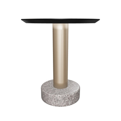 Monaco End Table - Gold - Grey Marble / Charcoal Grey