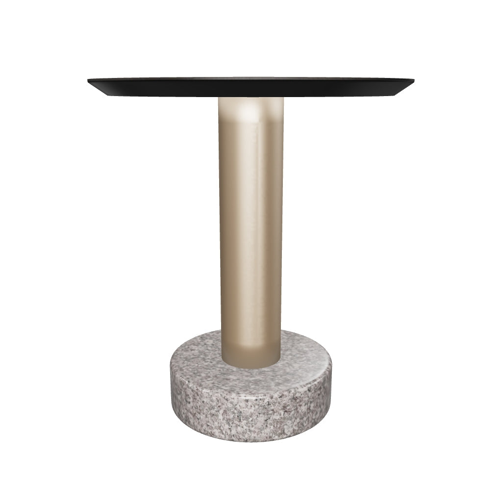 Monaco End Table - Gold - Grey Marble / Charcoal Grey
