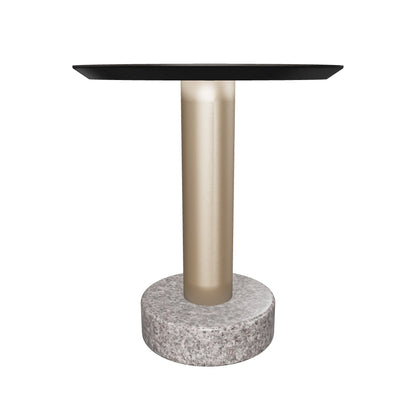 Monaco End Table - Gold - Grey Marble / Charcoal Grey