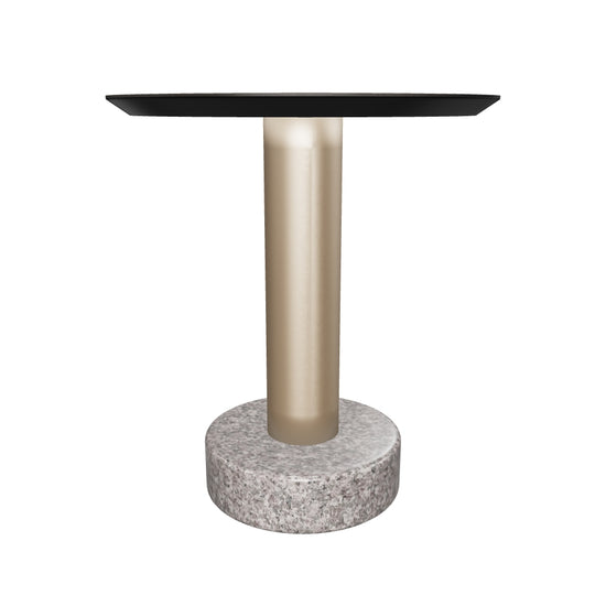 Monaco End Table - Gold - Grey Marble / Charcoal Grey