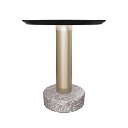 Monaco End Table - Gold - Grey Marble / Charcoal Grey
