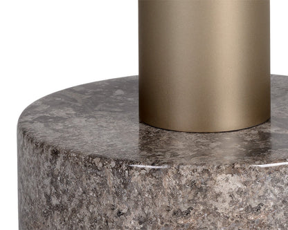 Monaco End Table - Gold - Grey Marble / Charcoal Grey