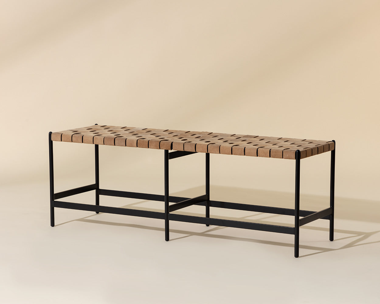 Omari Bench - Suede Light Tan Leather