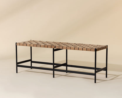 Omari Bench - Suede Light Tan Leather