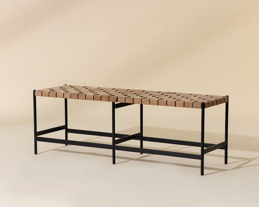 Omari Bench - Suede Light Tan Leather