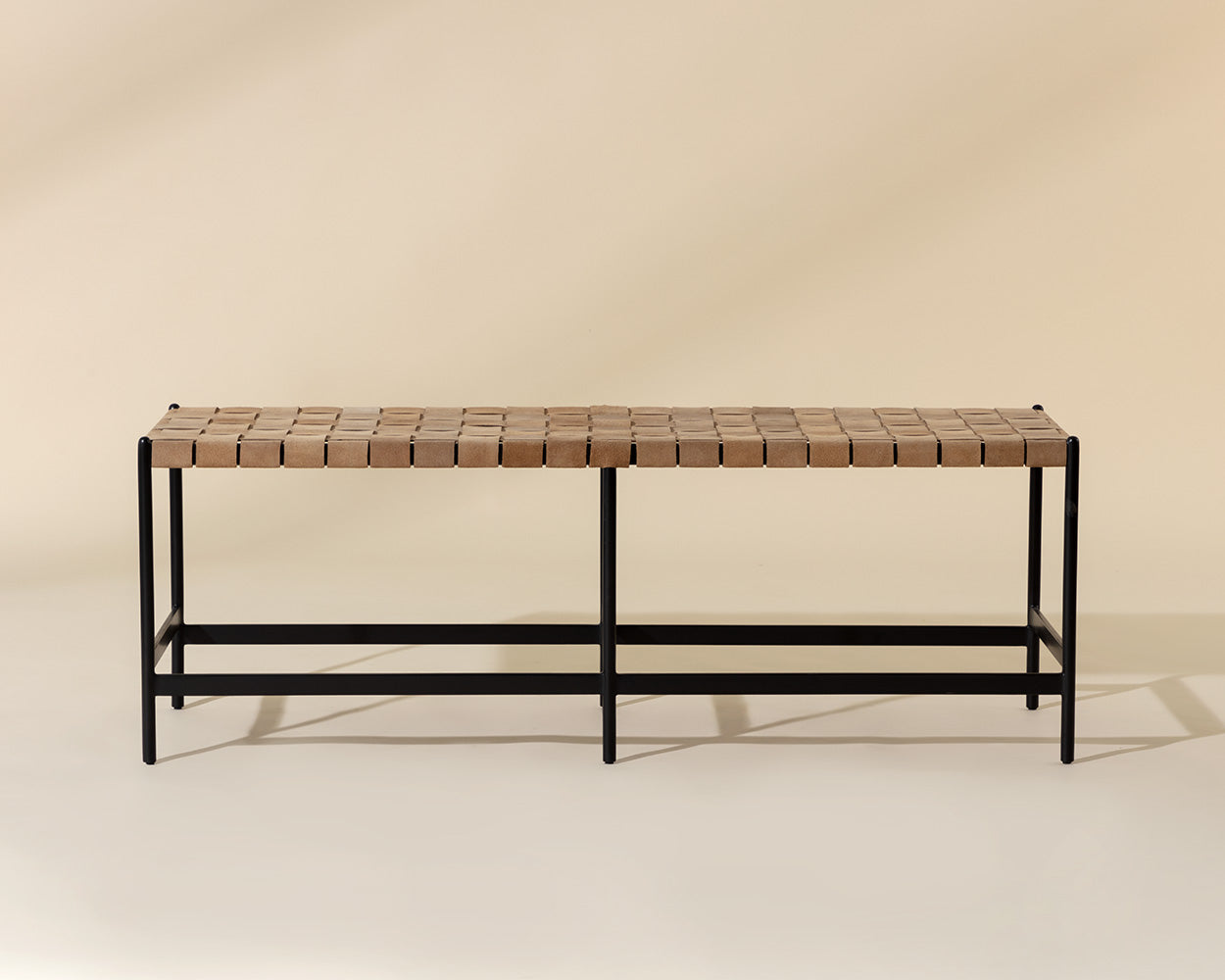 Omari Bench - Suede Light Tan Leather