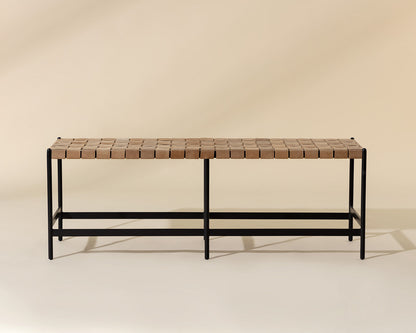 Omari Bench - Suede Light Tan Leather