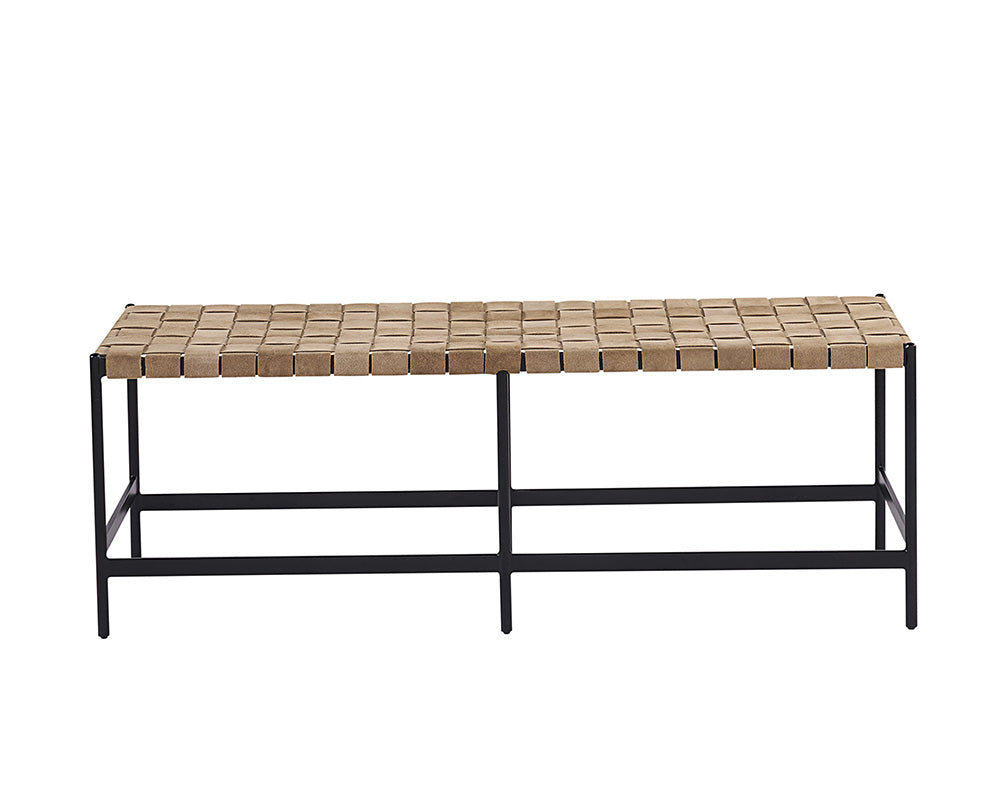 Omari Bench - Suede Light Tan Leather