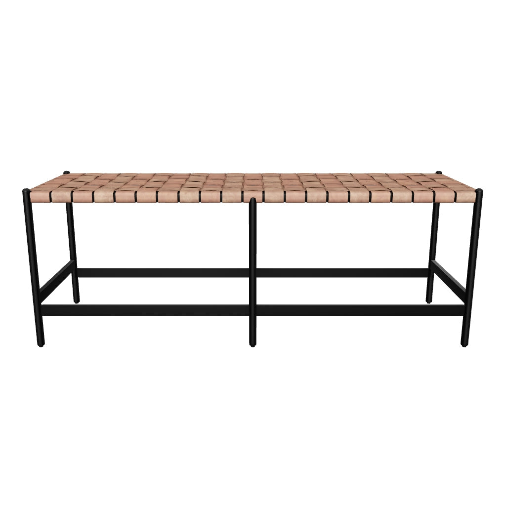 Omari Bench - Suede Light Tan Leather