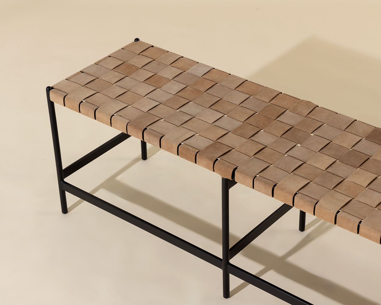 Omari Bench - Suede Light Tan Leather