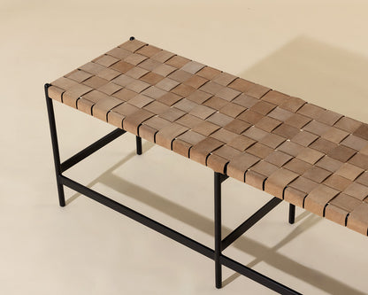 Omari Bench - Suede Light Tan Leather