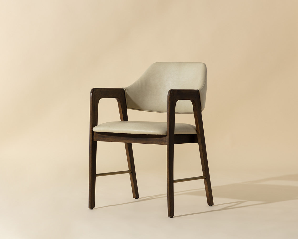 Milton Dining Armchair - Smoke Acacia - Bravo Cream