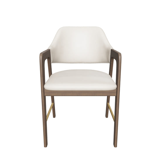 Milton Dining Armchair - Smoke Acacia - Bravo Cream