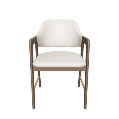 Milton Dining Armchair - Smoke Acacia - Bravo Cream