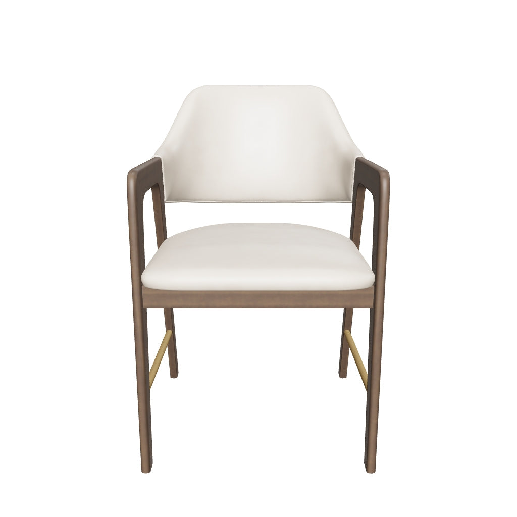 Milton Dining Armchair - Smoke Acacia - Bravo Cream