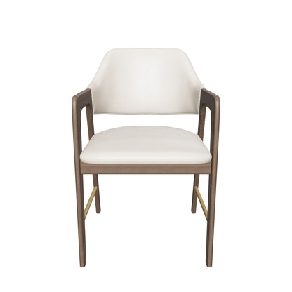 Milton Dining Armchair - Smoke Acacia - Bravo Cream