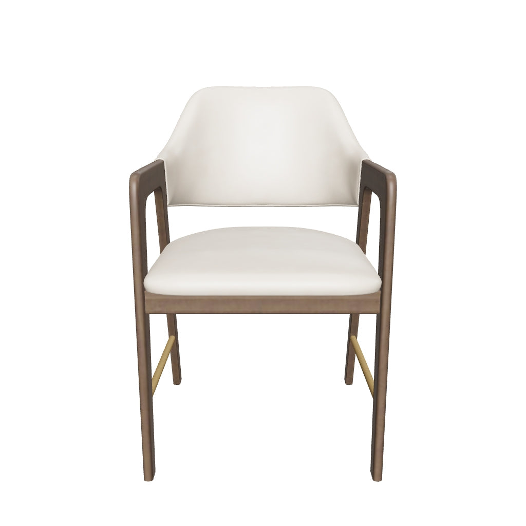 Milton Dining Armchair - Smoke Acacia - Bravo Cream