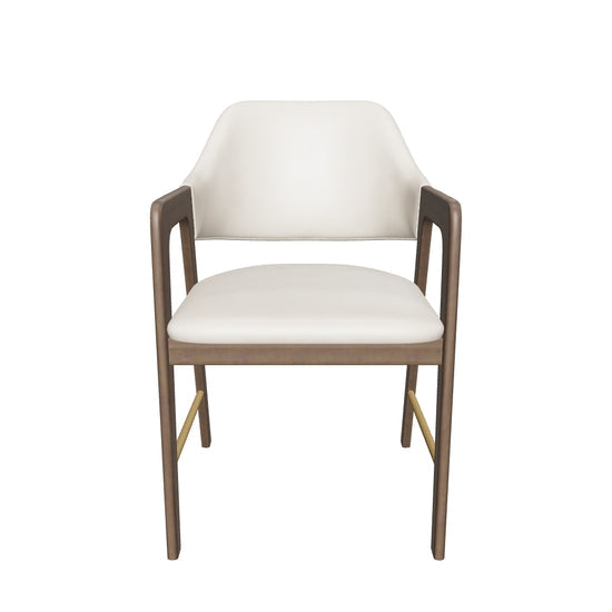 Milton Dining Armchair - Smoke Acacia - Bravo Cream