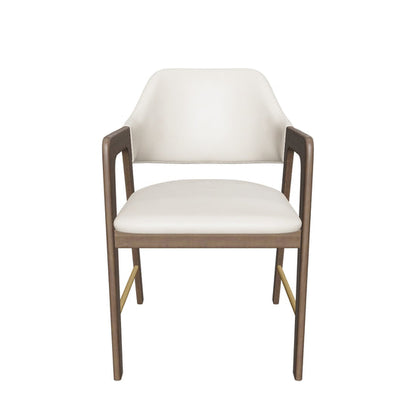 Milton Dining Armchair - Smoke Acacia - Bravo Cream