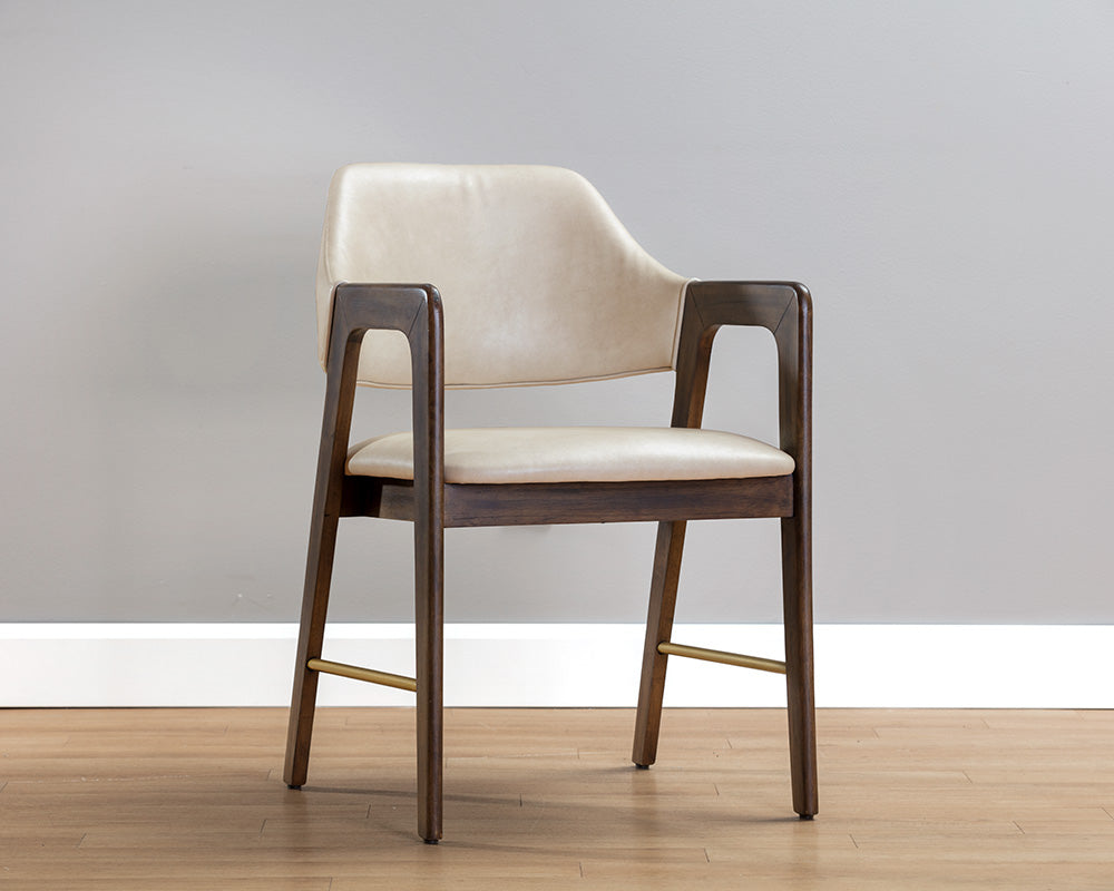 Milton Dining Armchair - Smoke Acacia - Bravo Cream