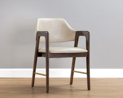 Milton Dining Armchair - Smoke Acacia - Bravo Cream