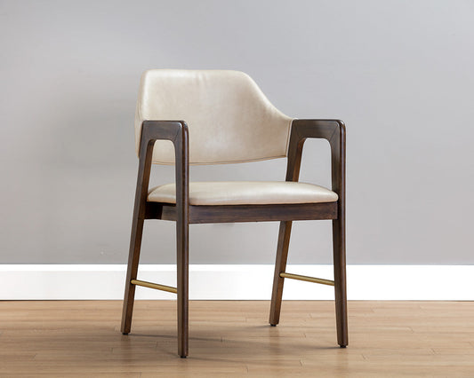 Milton Dining Armchair - Smoke Acacia - Bravo Cream