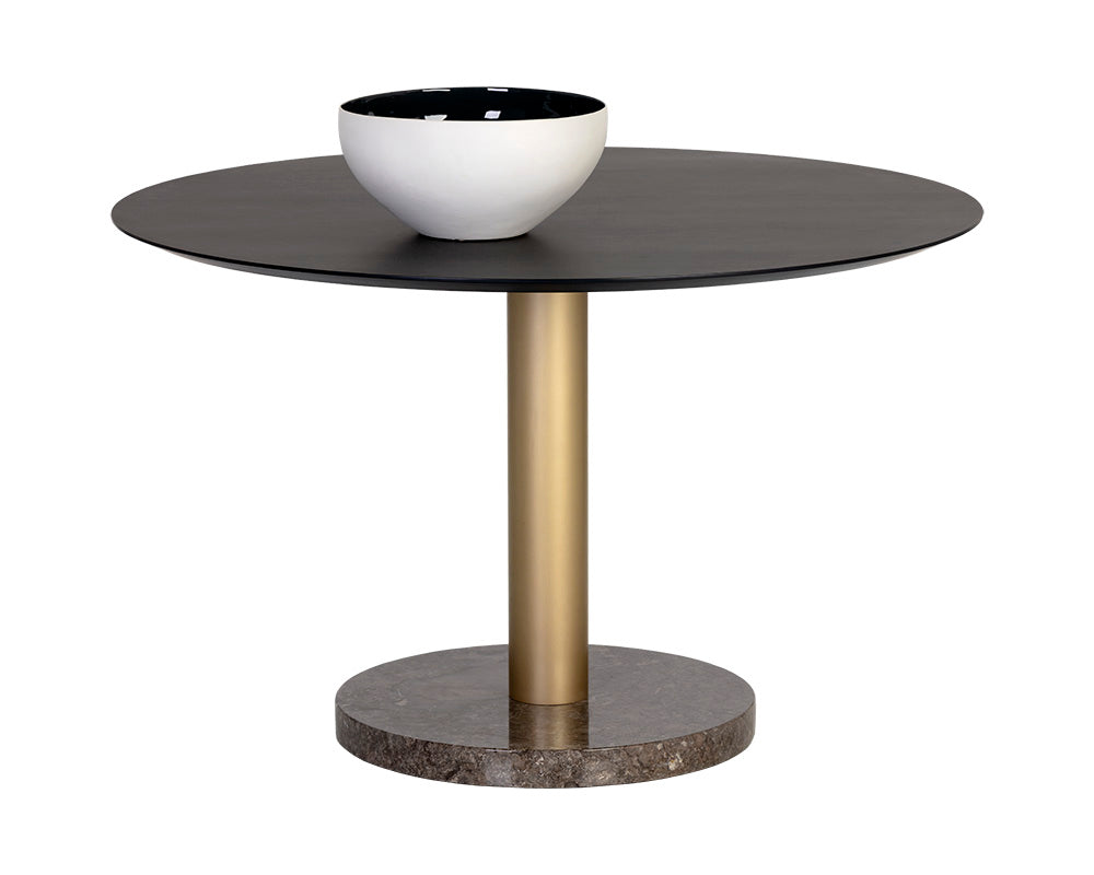 Monaco Dining Table - Gold - Grey Marble / Charcoal Grey