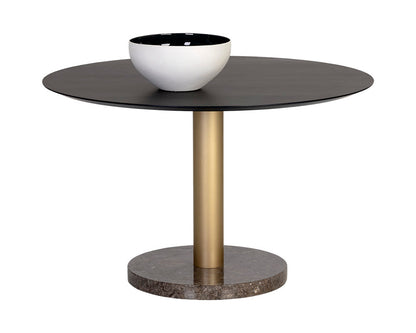Monaco Dining Table - Gold - Grey Marble / Charcoal Grey