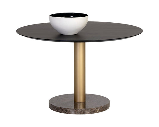 Monaco Dining Table - Gold - Grey Marble / Charcoal Grey