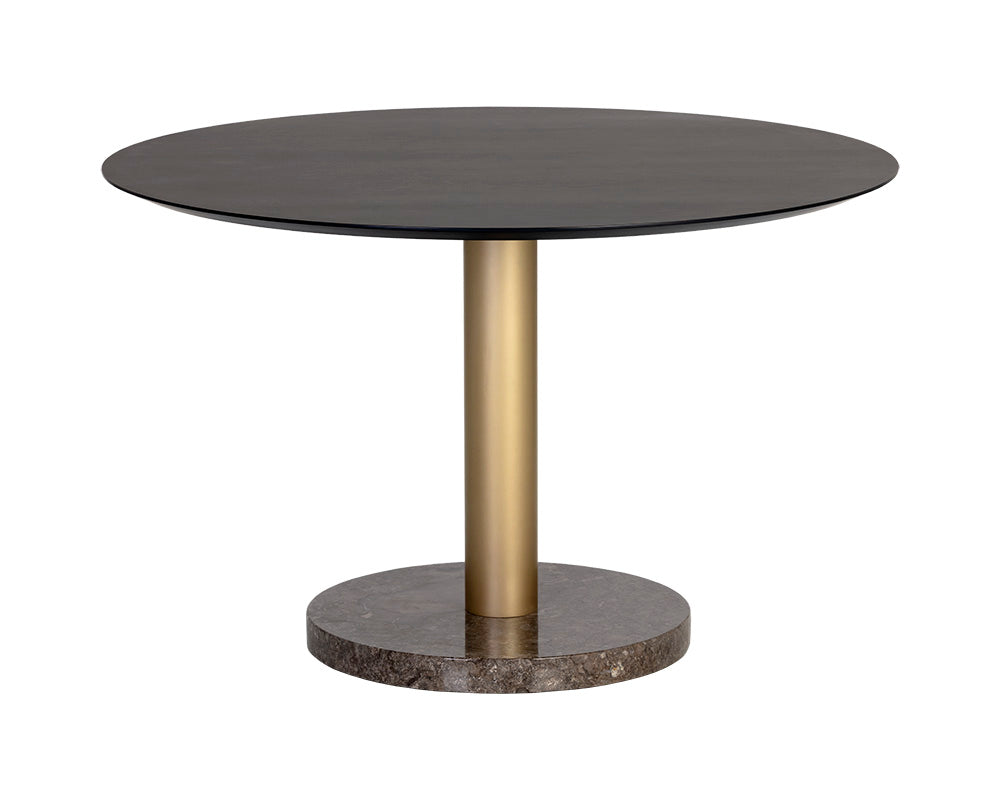 Monaco Dining Table - Gold - Grey Marble / Charcoal Grey