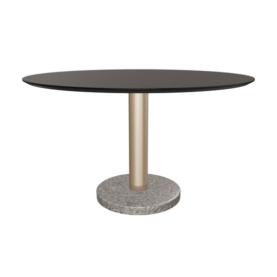 Monaco Dining Table - Gold - Grey Marble / Charcoal Grey