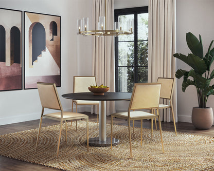 Monaco Dining Table - Gold - Grey Marble / Charcoal Grey